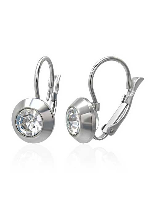 moon stainless steel cz earrings