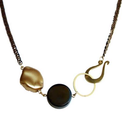 Amelia onyx gold one of a kind necklace