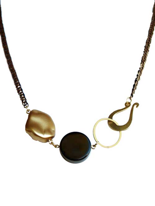 Amelia onyx gold one of a kind necklace