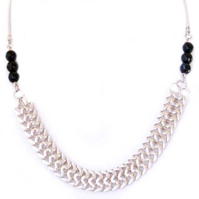 Lisa silver black statement necklace