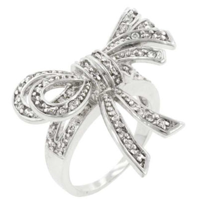 Bow silver cocktail ring