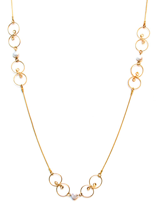 Linda long gold pearl necklace