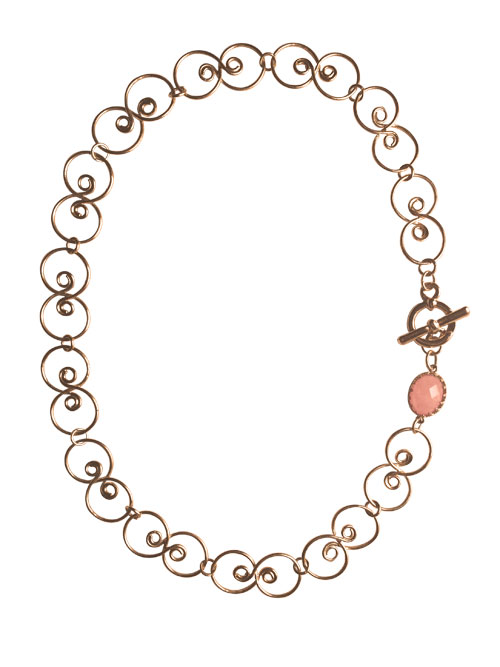 alma and co camelia gold and pink quartz necklace