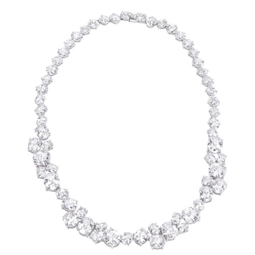 Gala cz platinum silver statement necklace
