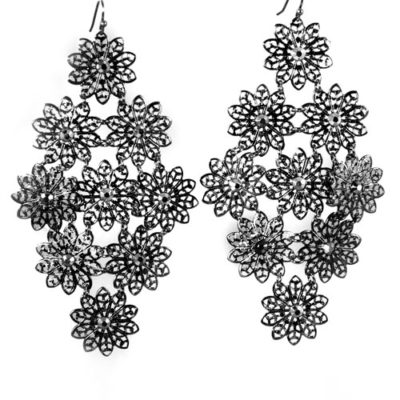 Alma & Co. Jenna Earrings. Black statement lace drop earrings