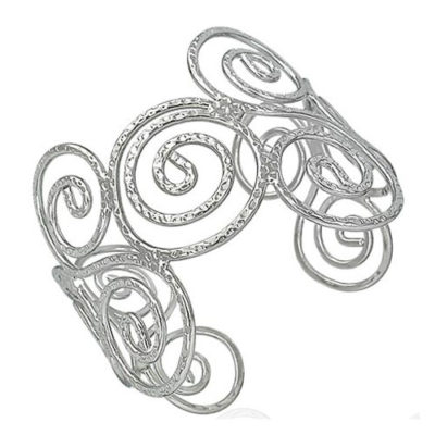 Alma & Co. circles cuff bracelet. Silvertone cuff bracelet with a hammered style finish.