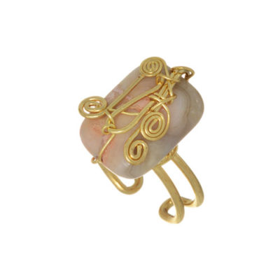 alma and co light peach stone ring